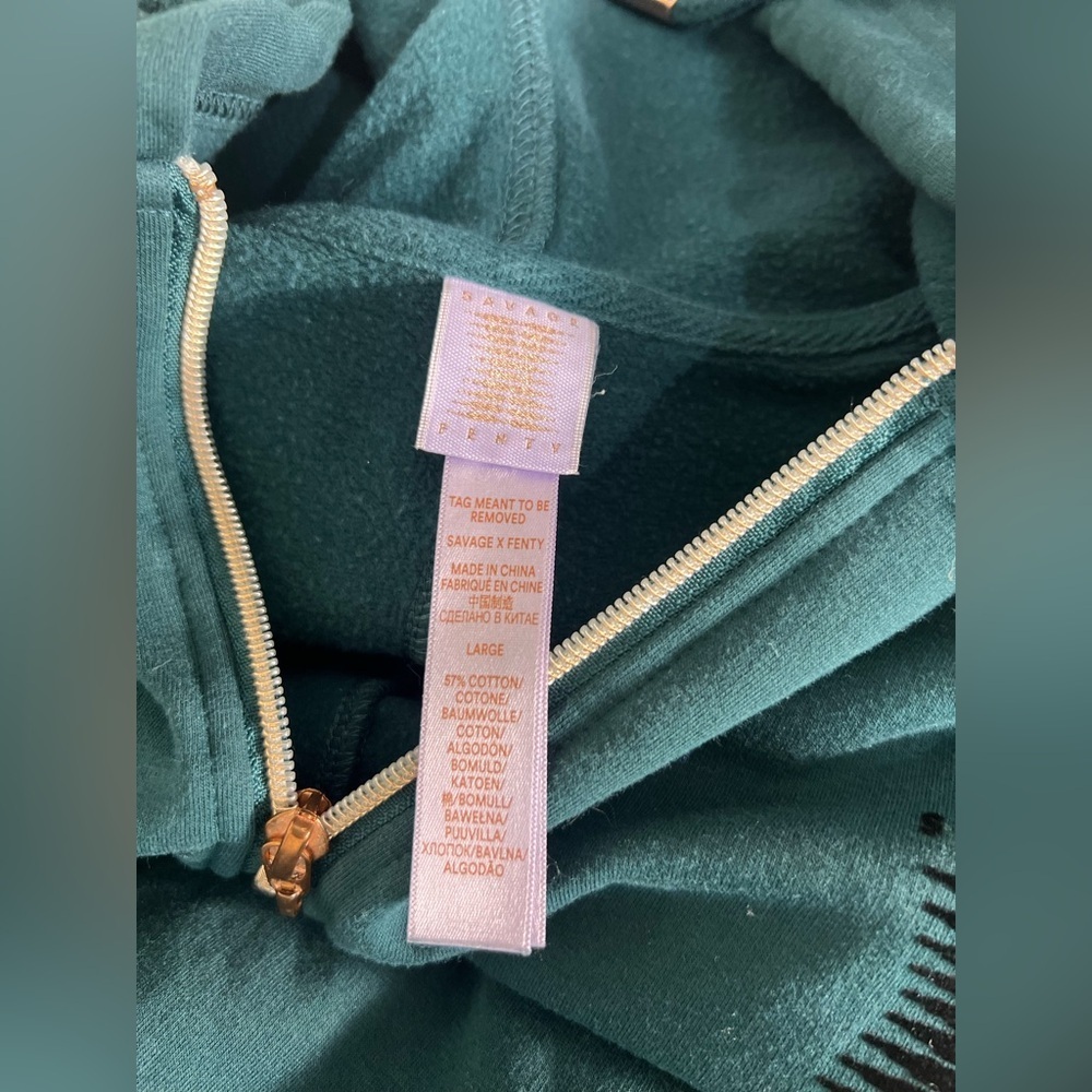 Savage X Fenty Green Zip Hooded Hunter Green Jumpsuit Size Large - Picture 15 of 16